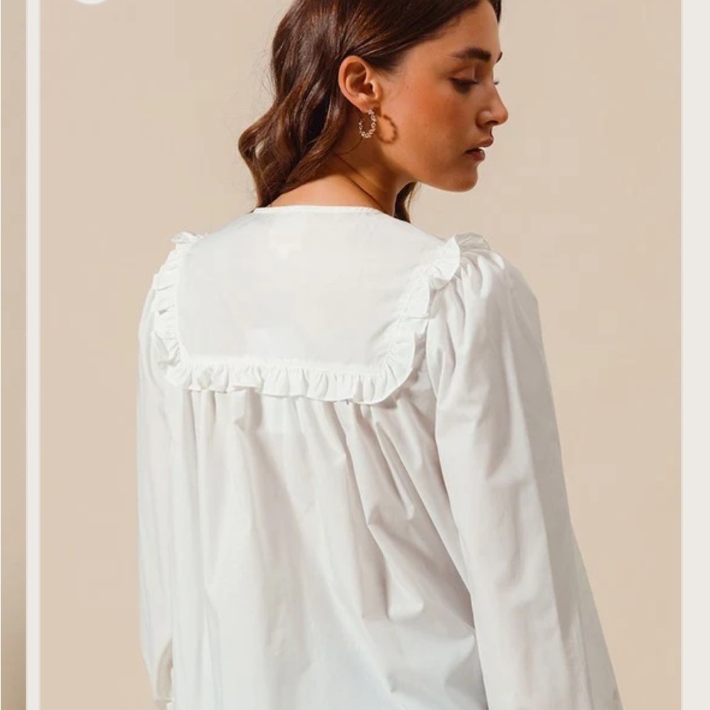 So Me The Charming Blouse Tie Front Pearl Detail Size Small White Boho - Picture 2 of 8